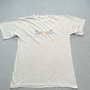 Vintage Toronto Men's Size Large Gray Colorful Embroidered Tshirt
